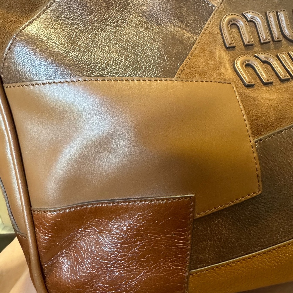 Miu Miu Brown Leather Patchwork Men's Bag - Picture 13 of 17